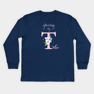 Growing my tribe pregnancy shirt Kids Long Sleeve T-Shirt